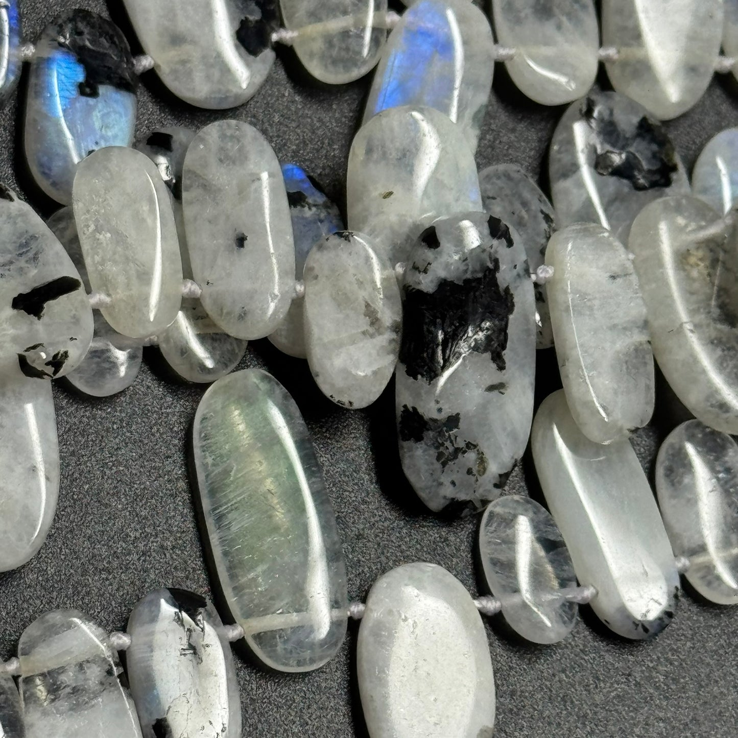 Rainbow Moonstone Oval Side Drilled Beads - (AB Quality)