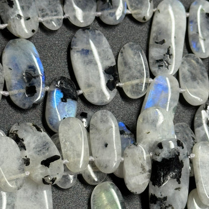 Rainbow Moonstone Oval Shaped Side Drilled Gemstone Beads - (AB Quality)
