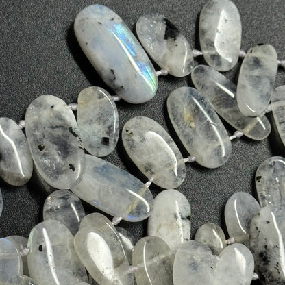 Rainbow Moonstone Oval Shaped Side Drilled Gemstone Beads - (AB Quality)