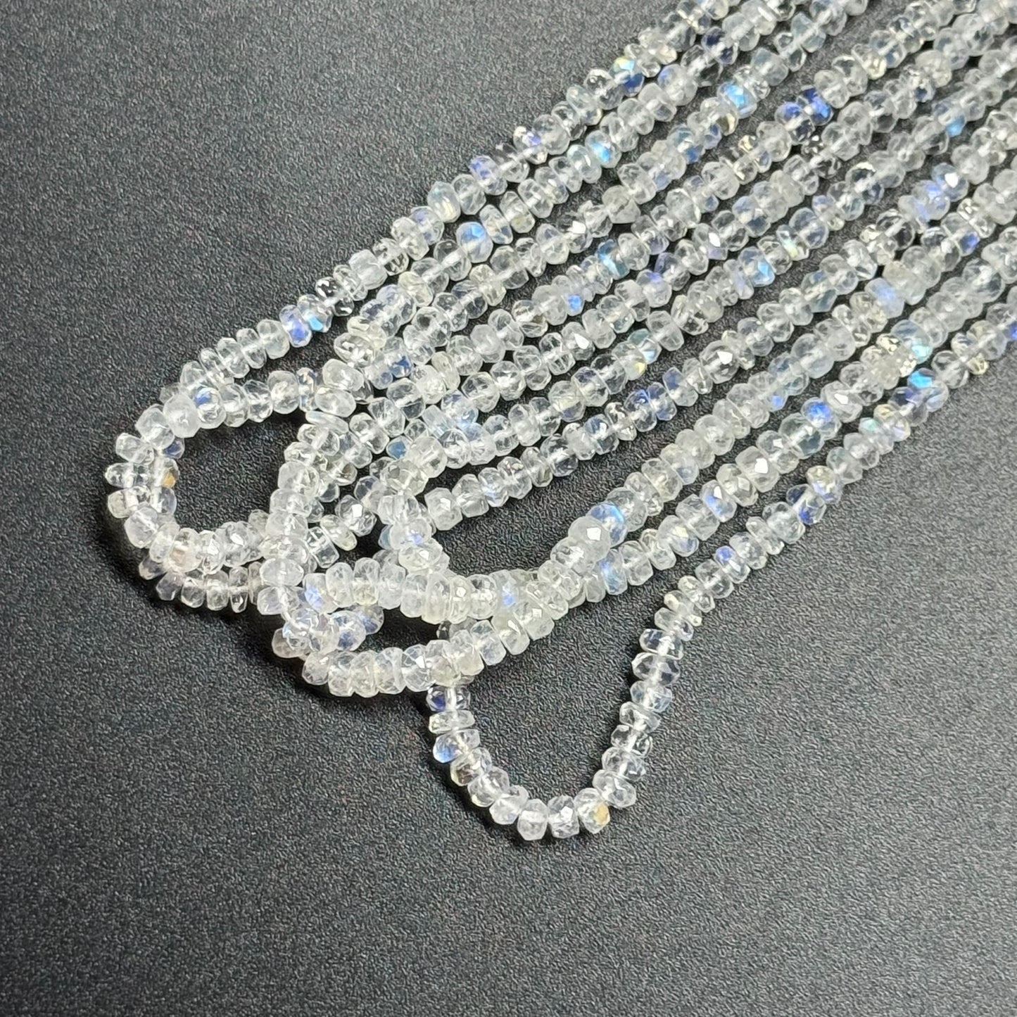 Rainbow Moonstone Faceted Rondelle Beads - (AAAAA Quality)