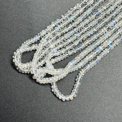 Rainbow Moonstone Faceted Rondelle Gemstone Beads - (AAAAA Quality)