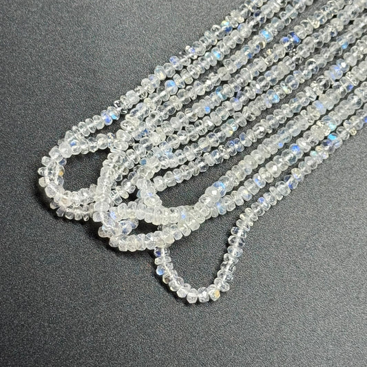 Rainbow Moonstone Faceted Rondelle Beads - (AAAAA Quality)