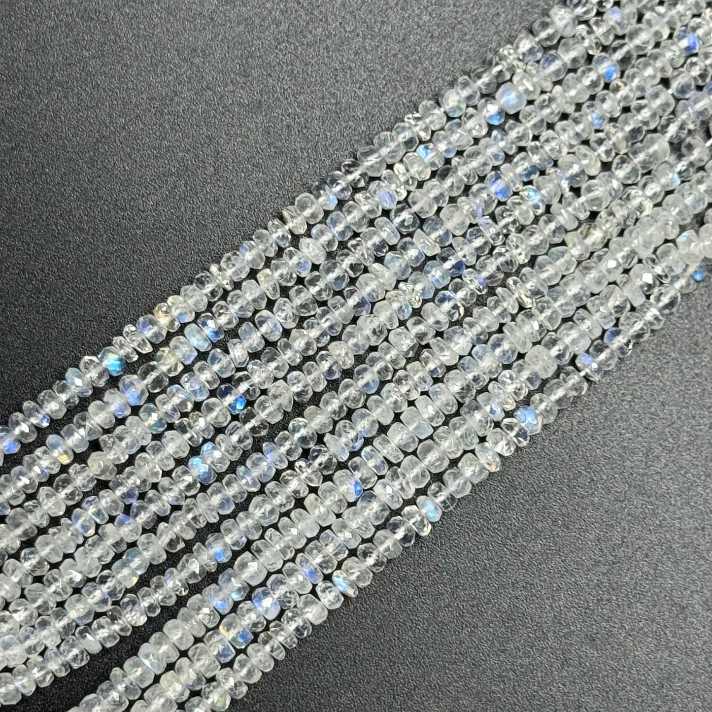 Rainbow Moonstone Faceted Rondelle Beads - (AAAAA Quality)