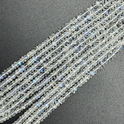 Rainbow Moonstone Faceted Rondelle Gemstone Beads - (AAAAA Quality)