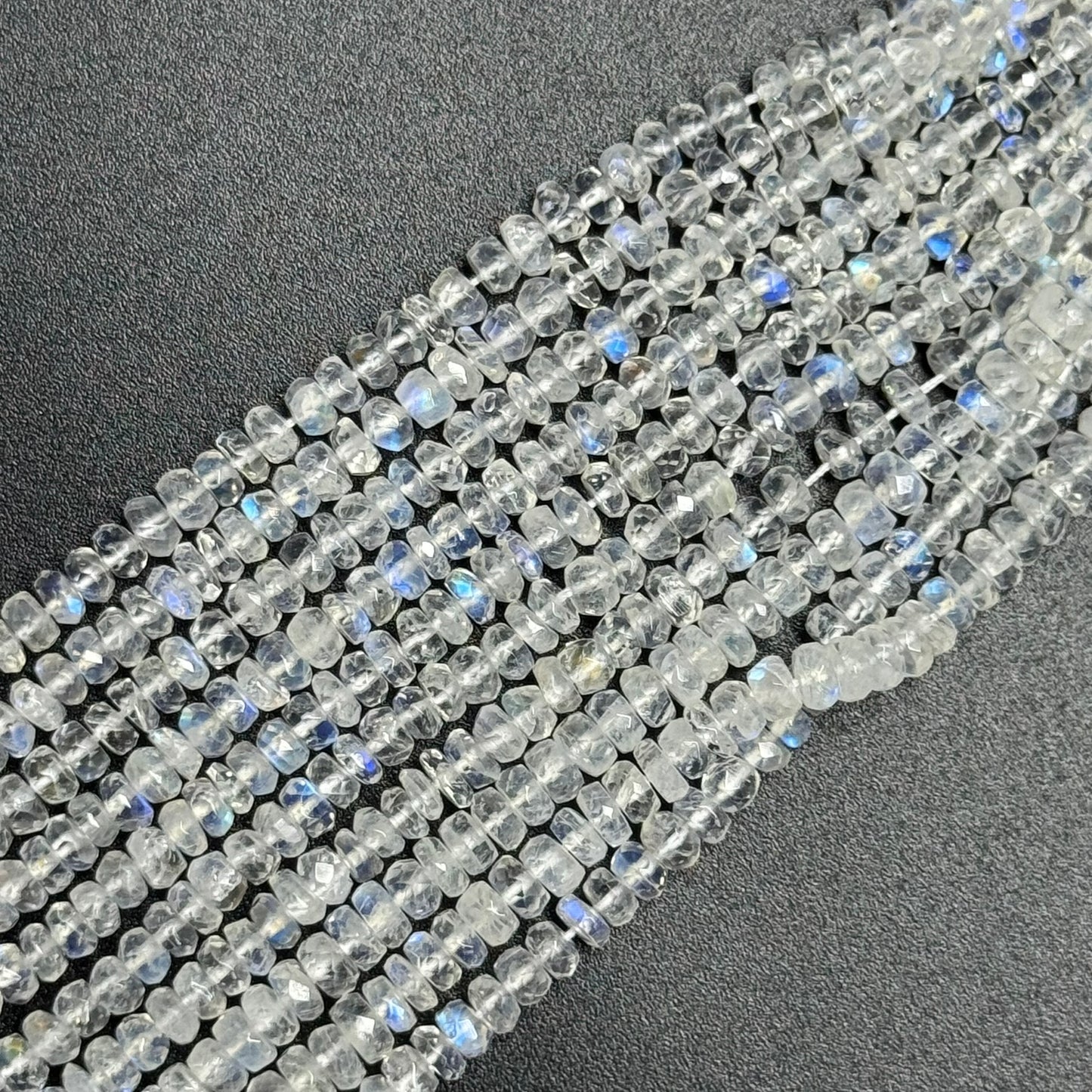 Rainbow Moonstone Faceted Rondelle Beads - (AAAAA Quality)