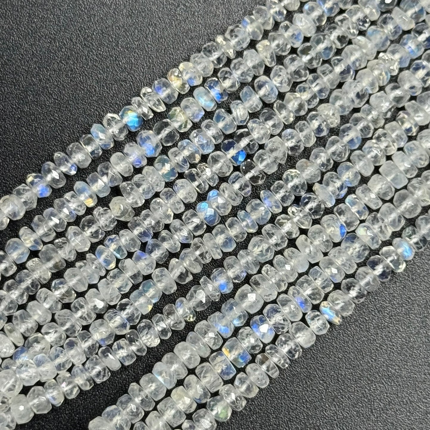 Rainbow Moonstone Faceted Rondelle Beads - (AAAAA Quality)