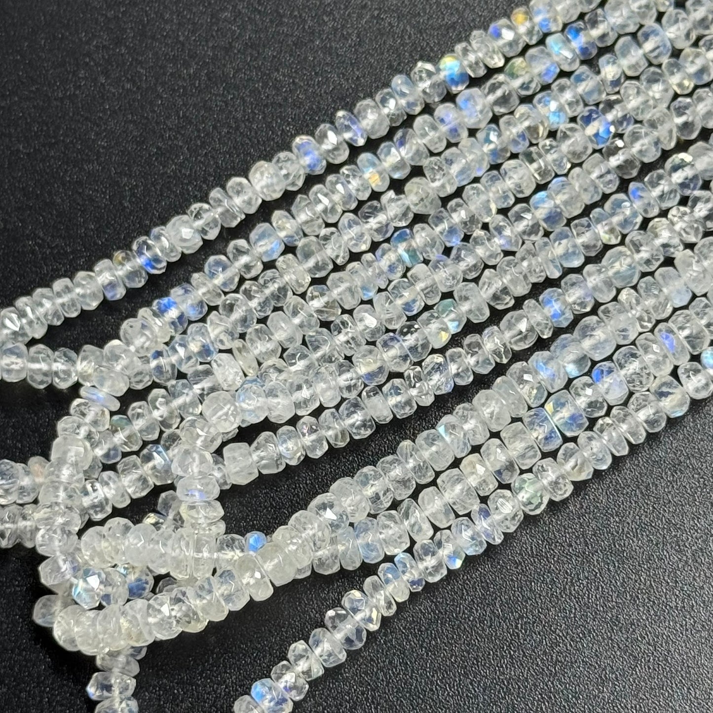 Rainbow Moonstone Faceted Rondelle Beads - (AAAAA Quality)