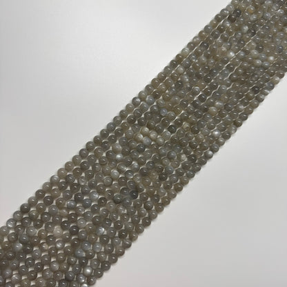 Silver Sheen Moonstone Polished Round Gemstone Beads - (A Quality)