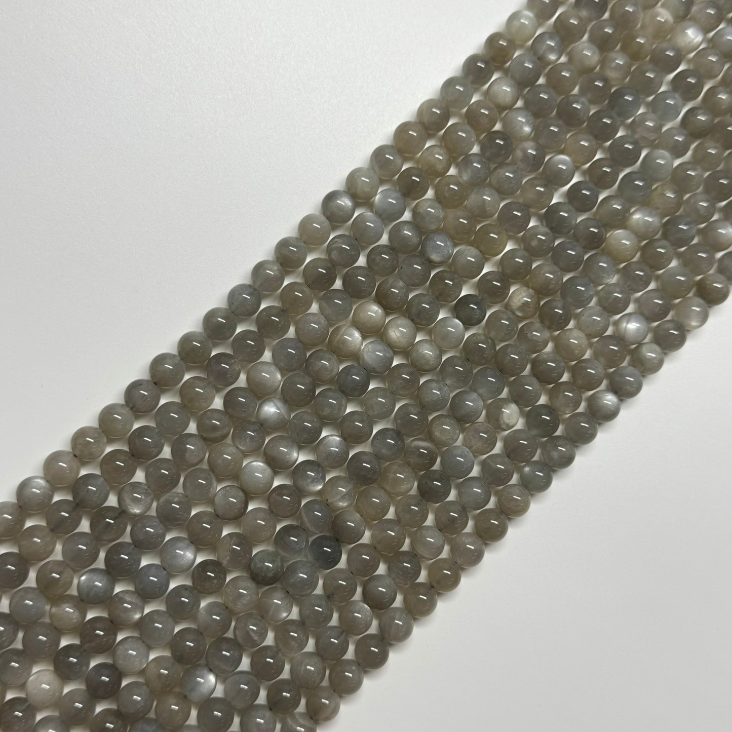 Silver Sheen Moonstone Polished Round Beads - (A Quality)