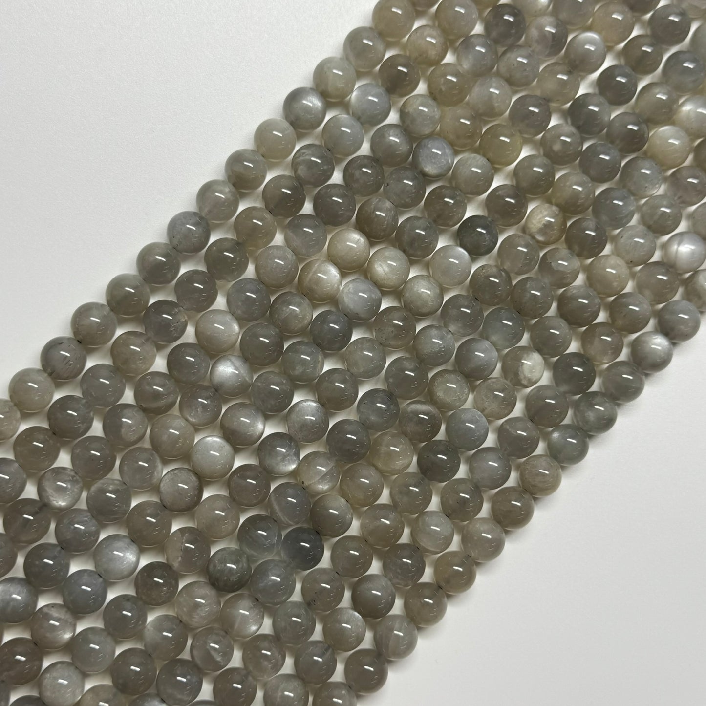 Silver Sheen Moonstone Polished Round Beads - (A Quality)