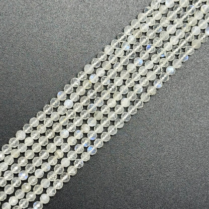Rainbow Moonstone Faceted Round Gemstone Beads