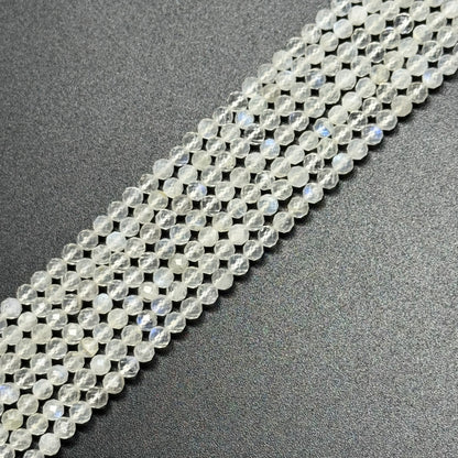 Rainbow Moonstone Faceted Round Gemstone Beads