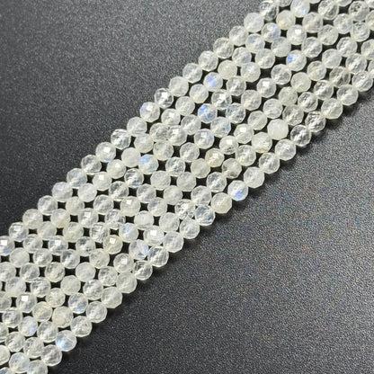 Rainbow Moonstone Faceted Round Gemstone Beads