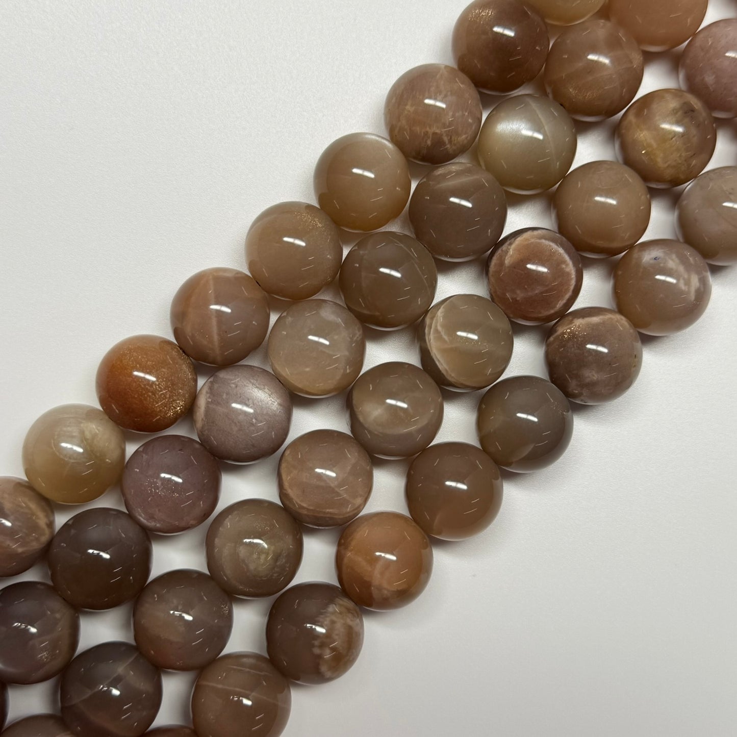 Sunstone & Moonstone Polished Round Beads - (A Quality)