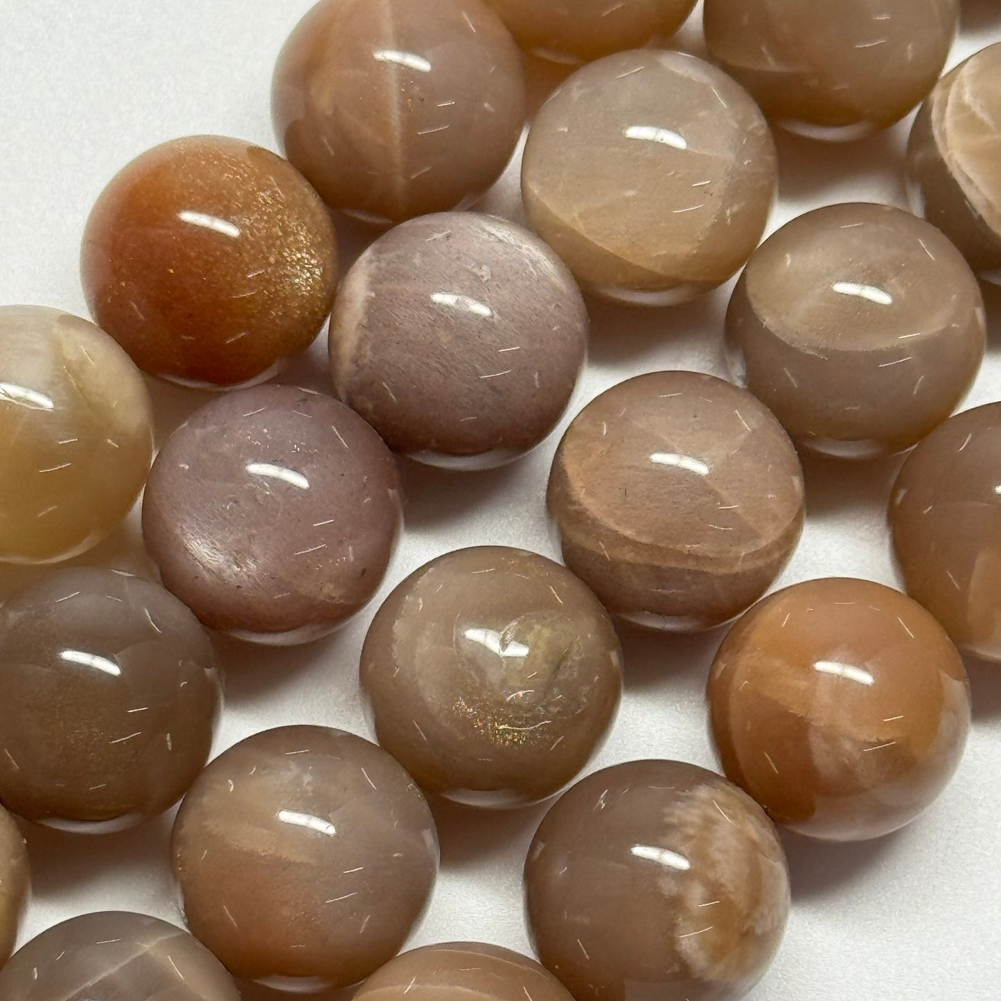 Sunstone & Moonstone Polished Round Beads - (A Quality)