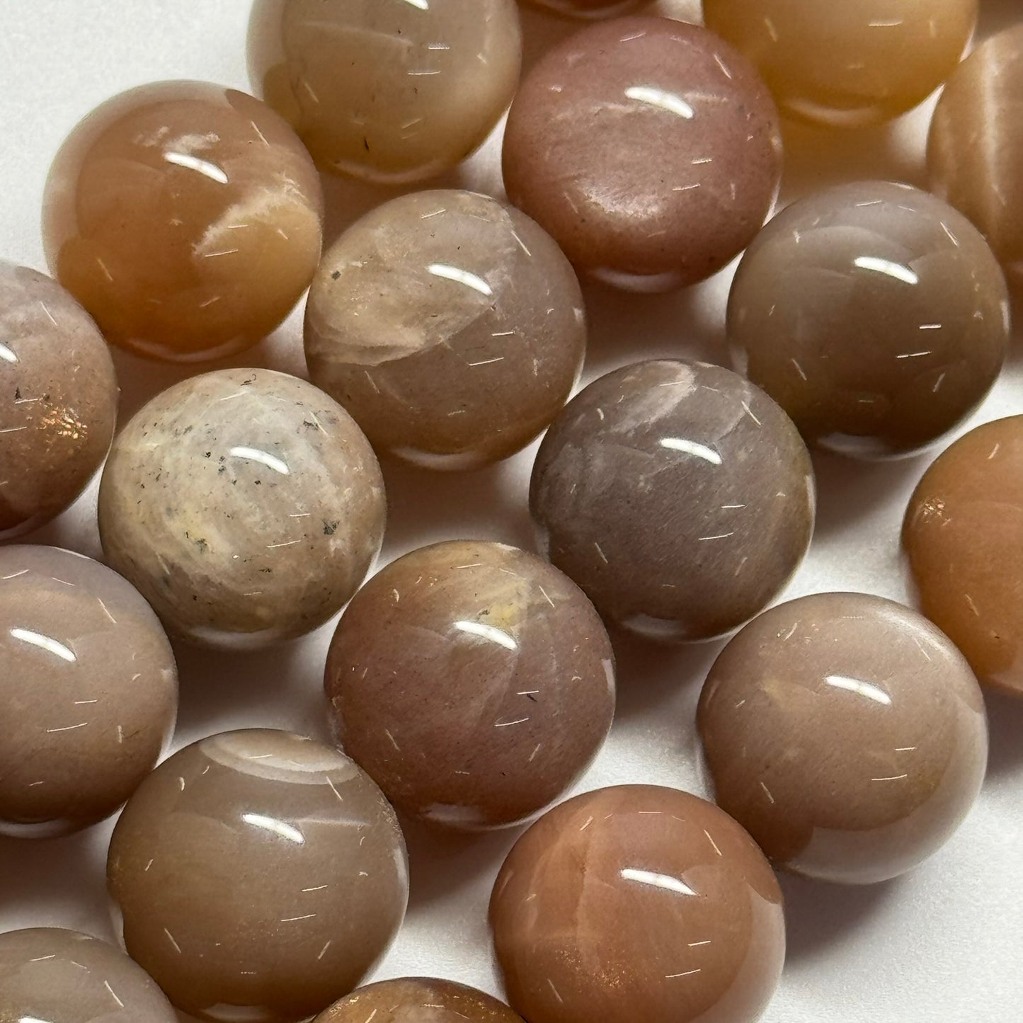Sunstone & Moonstone Polished Round Beads - (A Quality)