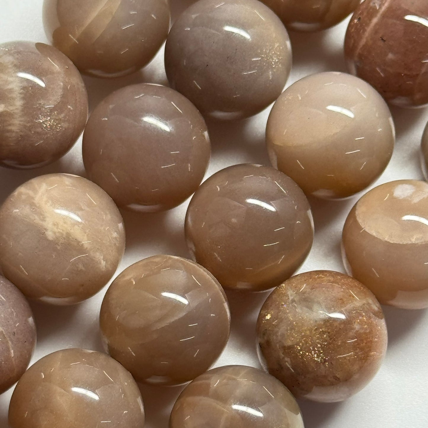 Sunstone & Moonstone Polished Round Beads - (A Quality)