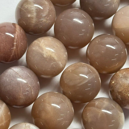 Sunstone & Moonstone Polished Round Gemstone Beads - (A Quality)