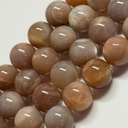 Sunstone & Moonstone Polished Round Gemstone Beads - (A Quality)