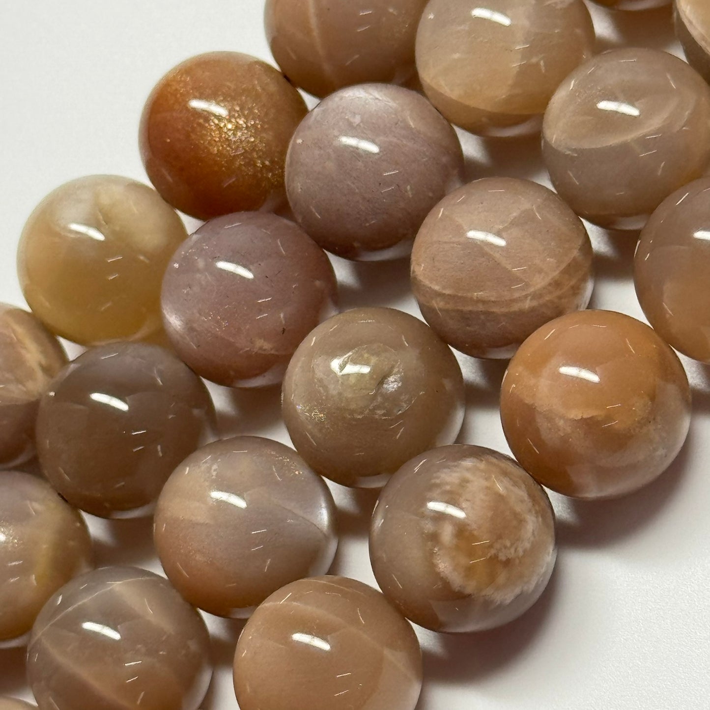 Sunstone & Moonstone Polished Round Beads - (A Quality)