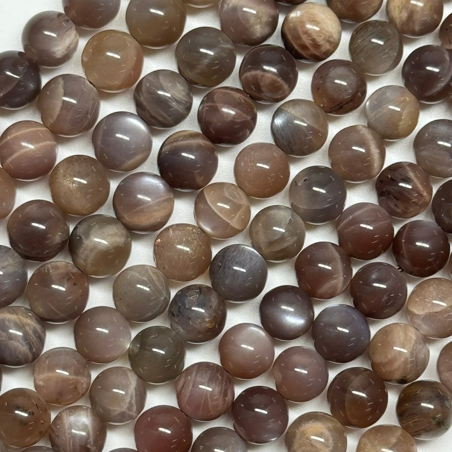 Sunstone & Moonstone Chocolate Pink Polished Round Beads - (A Quality)