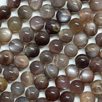 Sunstone & Moonstone Chocolate Pink Polished Round Gemstone Beads - (A Quality)