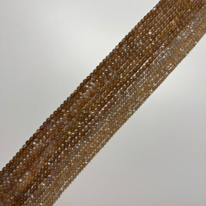 Peach Sunstone Moonstone Polished Round Gemstone Beads - (AAAAA Quality)