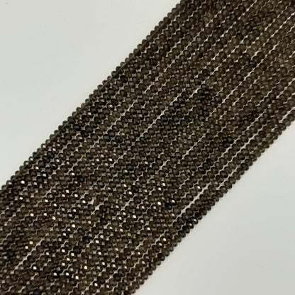 Faceted Smoky Quartz Beads - Rondelle Beads