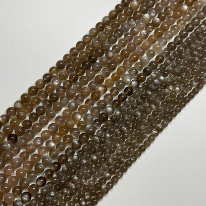 Sunstone & Moonstone Polished Round Gemstone Beads - (AAA Quality)