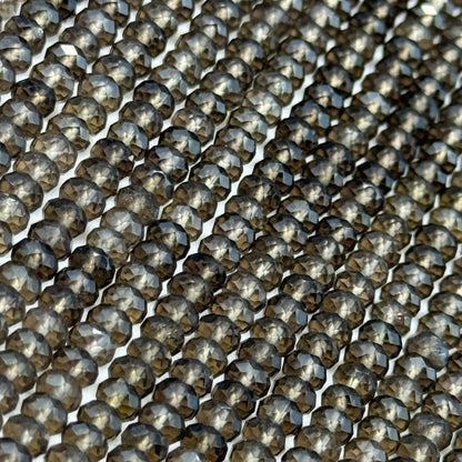 Faceted Smoky Quartz Beads - Rondelle Beads