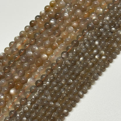 Sunstone & Moonstone Polished Round Gemstone Beads - (AAA Quality)