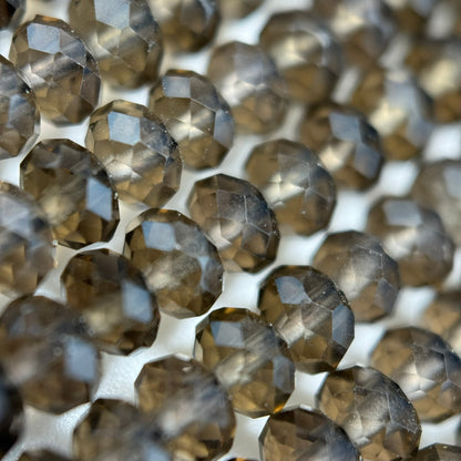 Faceted Smoky Quartz Beads - Rondelle Beads