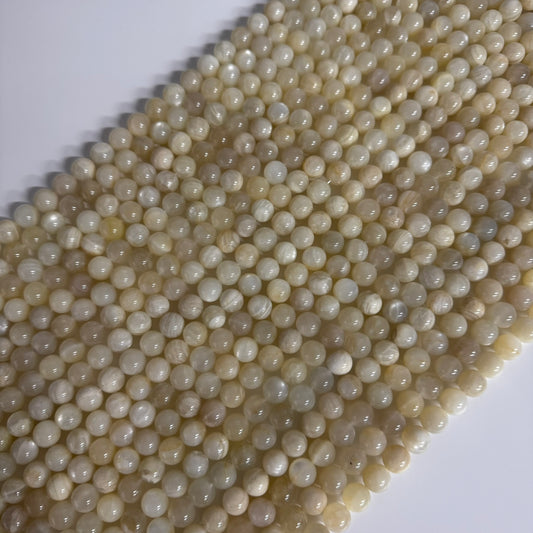 Moonstone White Chocolate Polished Round Beads - (A Quality)