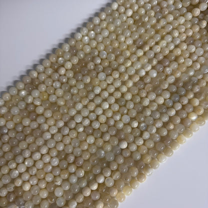 Moonstone White Chocolate Polished Round Beads - (A Quality)