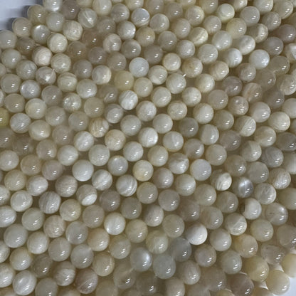 Moonstone White Chocolate Polished Round Beads - (A Quality)
