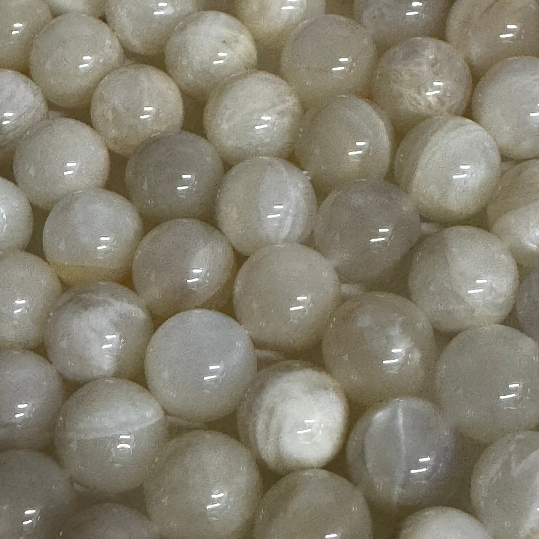 Moonstone White Chocolate Polished Round Beads - (A Quality)