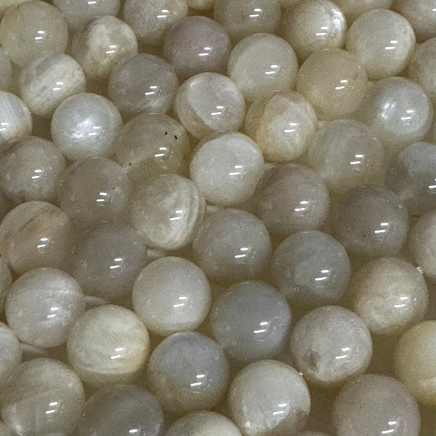 Moonstone White Chocolate Polished Round Beads - (A Quality)