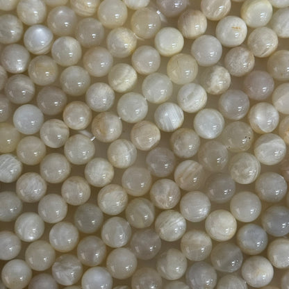 Moonstone White Chocolate Polished Round Beads - (A Quality)