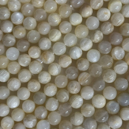 Moonstone White Chocolate Polished Round Beads - (A Quality)