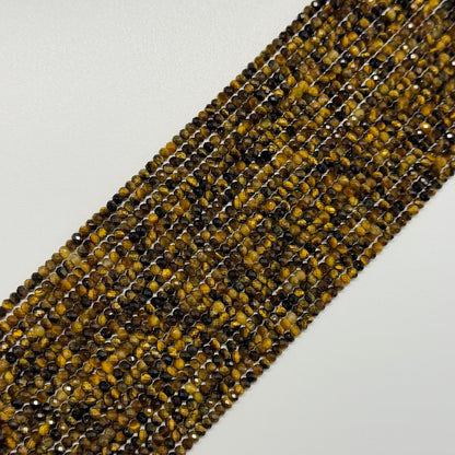Tiger's Eye Faceted Rondelle Gemstone Beads - (AAA Quality)