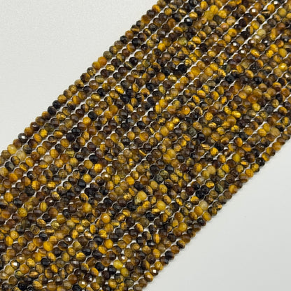 Tiger's Eye Faceted Rondelle Gemstone Beads - (AAA Quality)