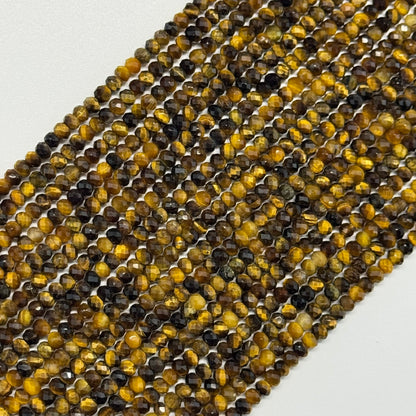 Tiger's Eye Faceted Rondelle Gemstone Beads - (AAA Quality)