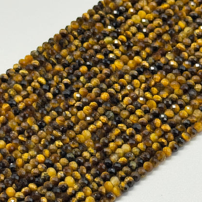 Tiger's Eye Faceted Rondelle Gemstone Beads - (AAA Quality)