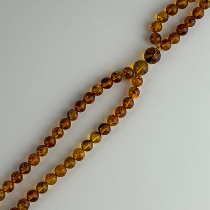 Amber Rosary Polished Round Gemstone Beads - (AAA Quality)