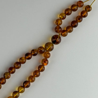 Amber Rosary Polished Round Gemstone Beads - (AAA Quality)