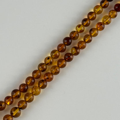 Amber Rosary Polished Round Gemstone Beads - (AAA Quality)