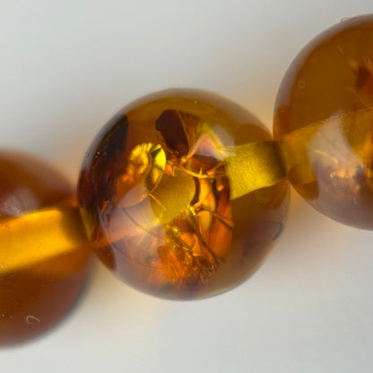 Amber Rosary Polished Round Gemstone Beads - (AAA Quality)