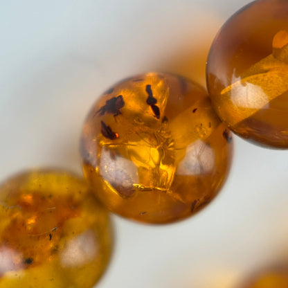 Amber Rosary Polished Round Gemstone Beads - (AAA Quality)