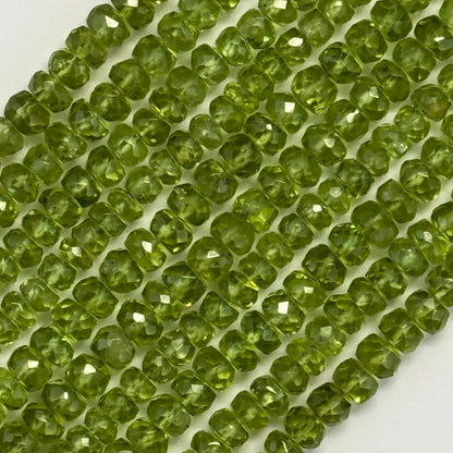 Peridot Faceted Rondelle Beads