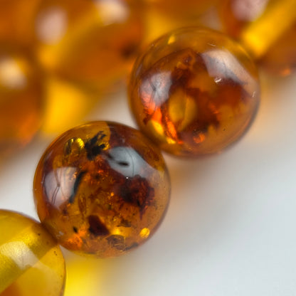 Amber Rosary Polished Round Gemstone Beads - (AAA Quality)
